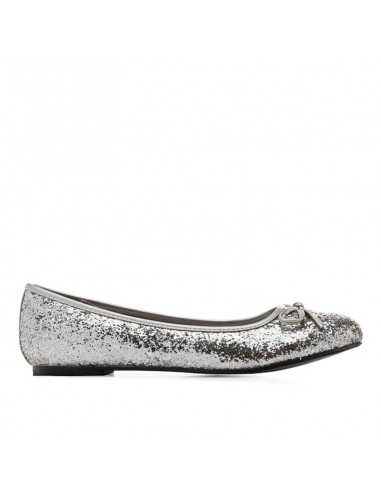 Ballerina in glitter argento con fiocchetto