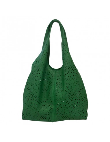 Borsa traforata verde con pochette