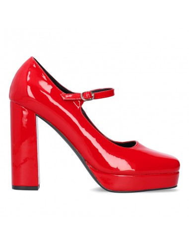 Mary Jane con plateau in vernice rossa