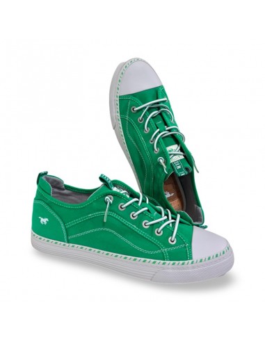 Sneaker in tela verde con lacci elastici