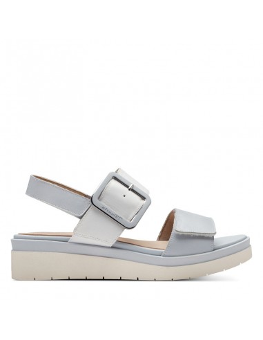 Sandalo Tamaris in pelle bicolore bianco azzurro