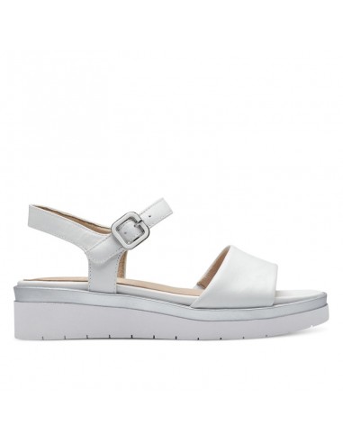 Sandalo Tamaris in pelle bicolore bianco argento