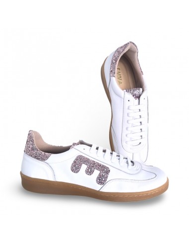 Sneaker in pelle bianca con glitter glicine