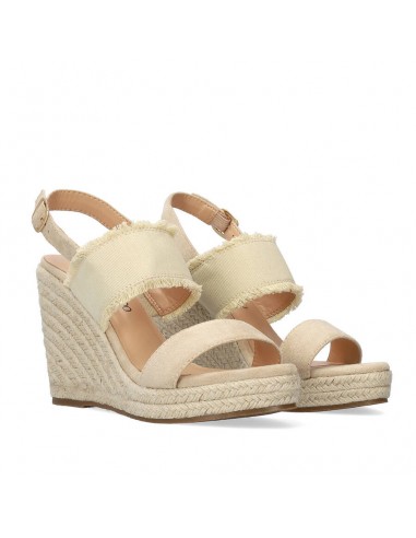 Sandalo beige con zeppa in juta