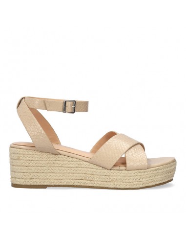 Sandalo in cocco nude con zeppa