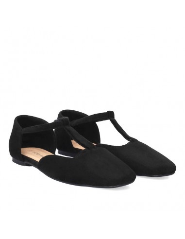 Ballerina aperta in camoscino nero