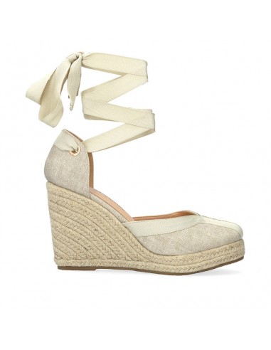 Sandalo alla schiava beige con zeppa in juta