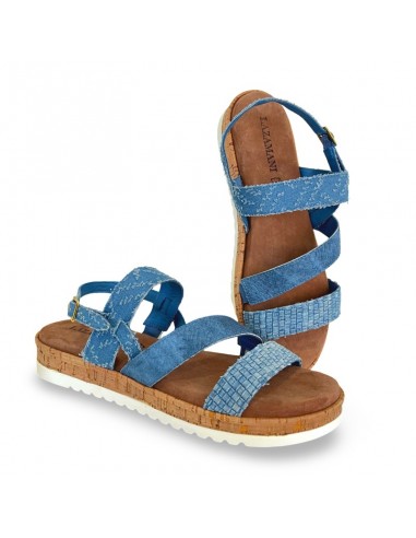 Sandalo Denim con zeppa
