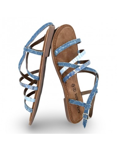 Sandalo Denim con Sfumature Argento