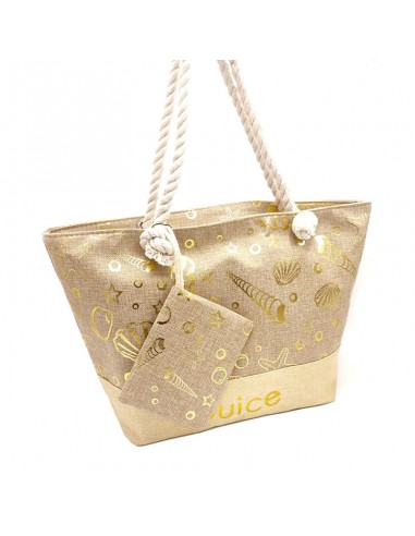 Borsa mare conchiglie oro con pochette