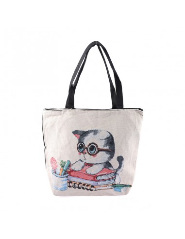 Borsa in tela con gatto